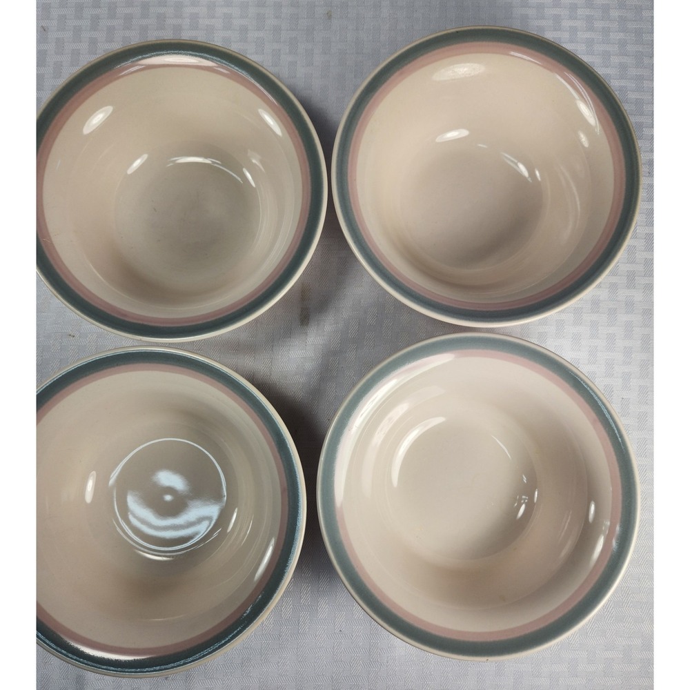 Pfaltzgraff Aura Soup Cereal Bowls Set of 4 Pink Teal